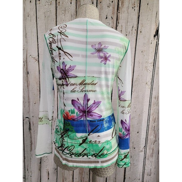 LM Women's Size 40 Marc Aurel Sheer Sleeve Layered Floral Blouse Shirt Top EUC - Picture 7 of 11